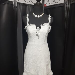 B Smart Aqua Mint Eyelit Ruffled Mini Sundress Women's Size 1